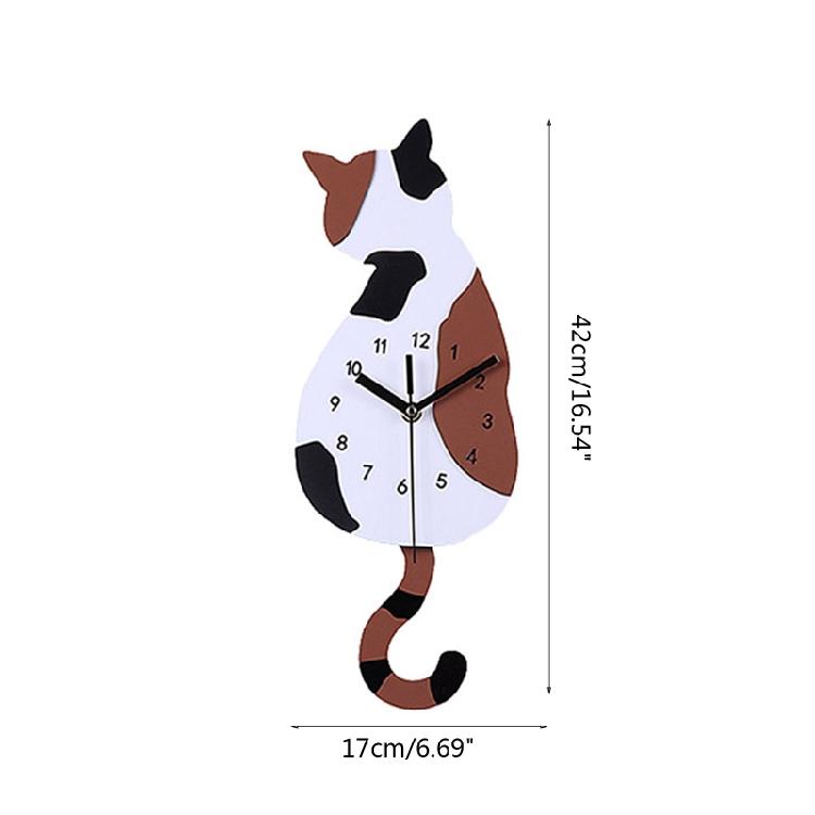 3D Motion for Cat Wall Clock Acrylic Easy to Read for Indoor Hotel Home Cafe Dec