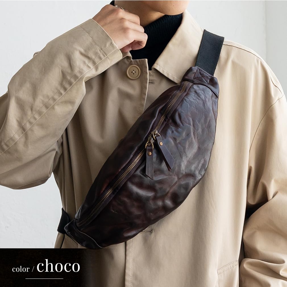 VITAFELICE Men's Vintage Leather 2-Way Body Bag (nsb-30376n) (Chocolate)