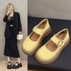 British style retro round head shallow mouth one-word single shoes spring new fashion increase height show long legs Mary Jane small leather shoes
