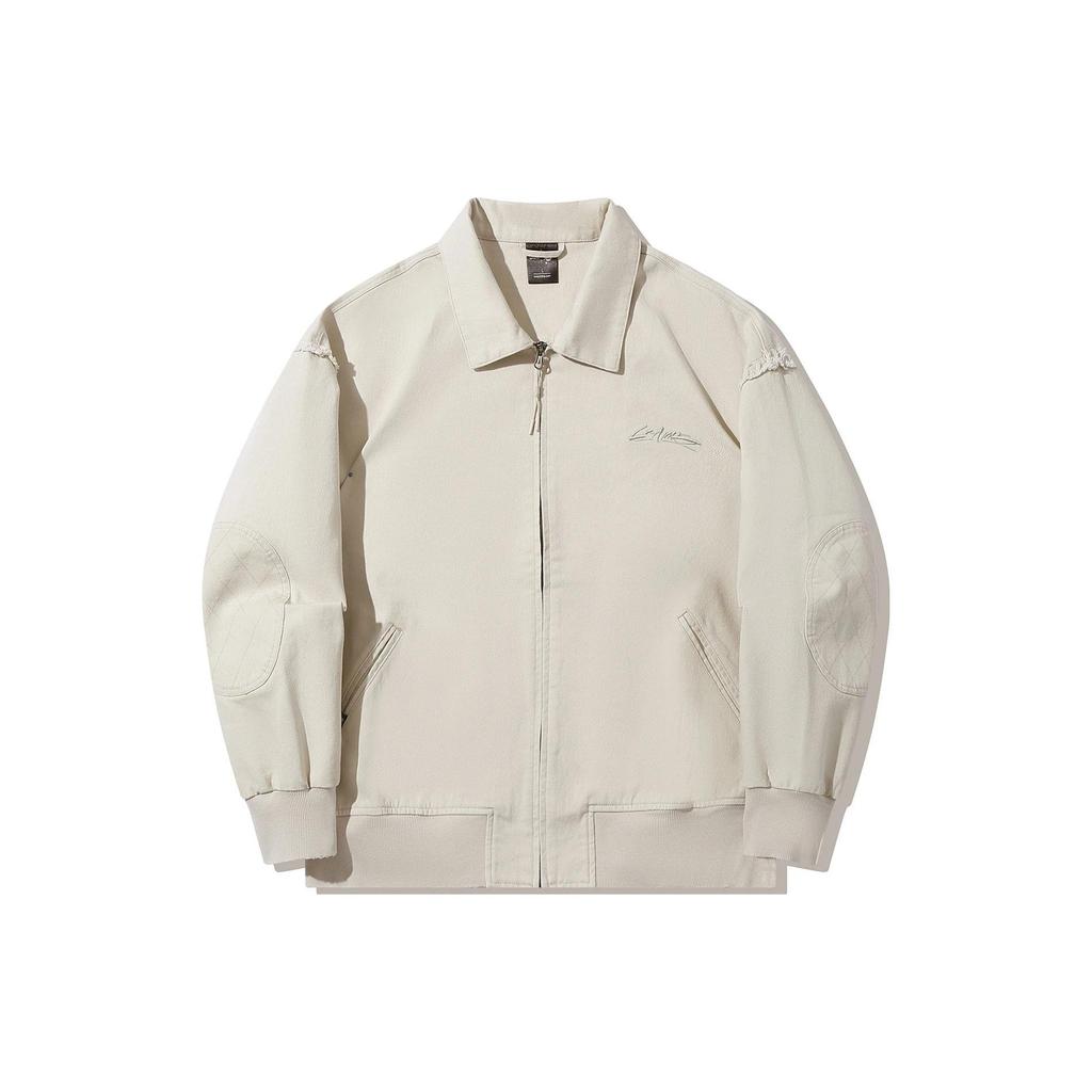 Li Ning X OG Slick Collaboration Solid Color Casual Polo Jacket Men Jacket Oatmeal-Gray AFDT613-2