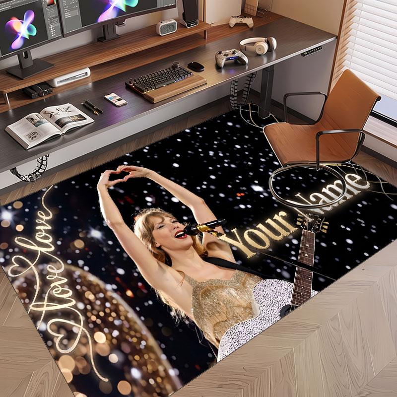 Custom Name Crystal Velvet Rug,Taylor Swift Comfortable Anti Slip Floor Mat For Room Decoration