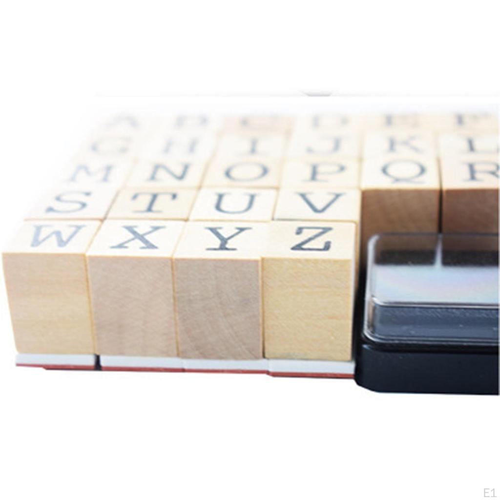 1 Set Wooden Rubber Stamps Decorative Stationery Rustic Letters Alphabets Stamp for Card Making