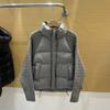 European autumn and winter new stand-up collar knitted sleeves splicing feather cotton clothes women's short loose warm cotton clothes jacket cotto