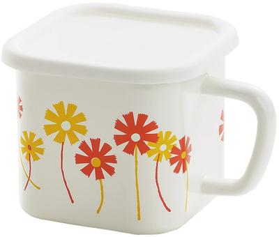 Tamahashi Aufbewahrungs-Quadrat Induktion und Gas Hergestellt in Aderia Retro Alice Behälter, Topf, Emaille, 1450ml, Kompatibel, Japan, Weiß, ADR-31
