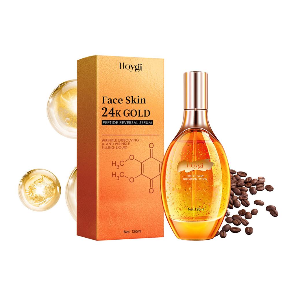 24K Gold Peptide Anti-Aging Serum Wrinkle Smoothing Firming Hydrating Face Serum for Fine Lines Skin Care