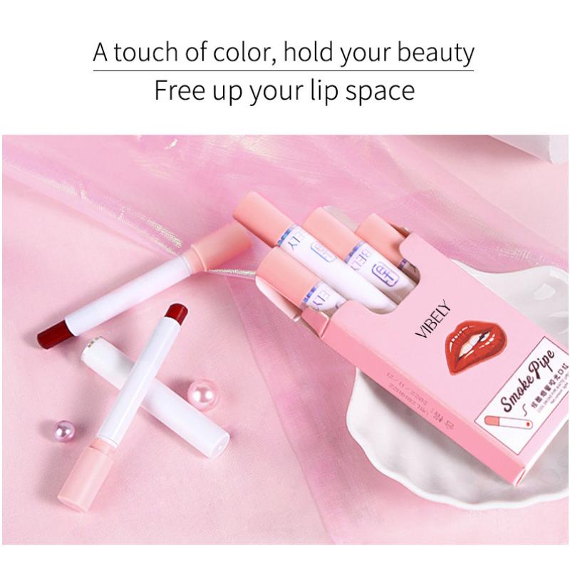 VIBELY Small Tube Matte Lipstick 4pcs Boxed Not Easy To Fall Off Color Velvet Not Fall Off Color Makeup