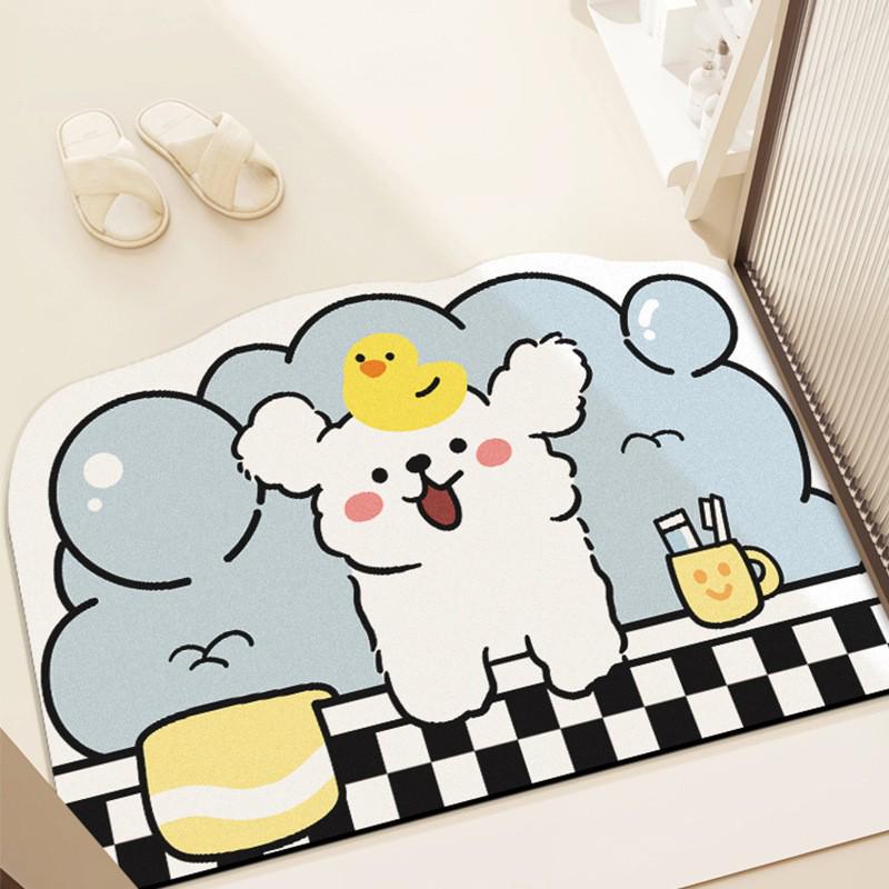 Мультяшный противоскользящий коврик для пола в ванную из диатомита 40×60cm