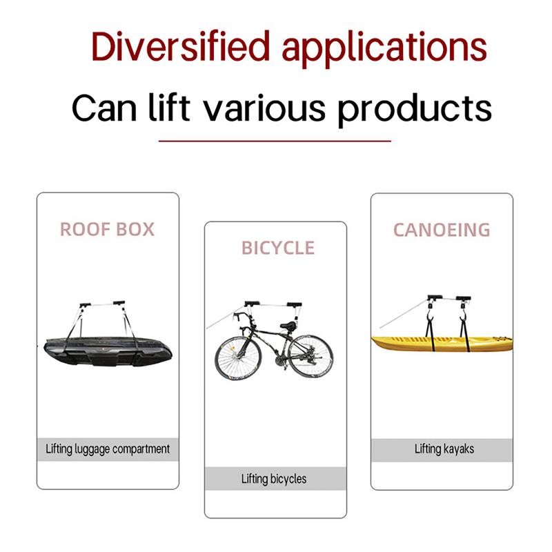 Bike Hoist Garage Storage Bike Lift Pulley System With 60Kg Bearing Overhead Bike Rack Ceiling Frame Roof Box Storage Hanger