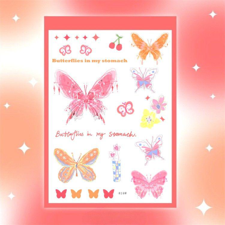 Waterproof Realistic Butterfly Tattoo Sticker – Small, Fresh, Aesthetic Cartoon Style, Long-Lasting, Personalized Colors