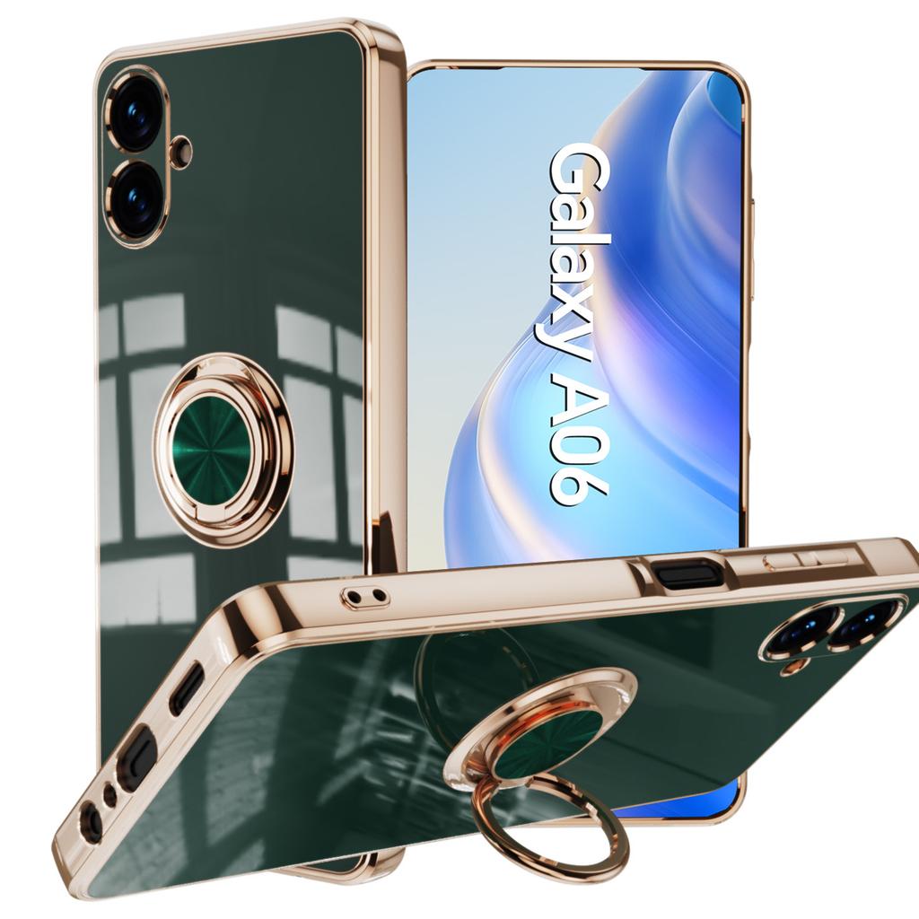 For Samsung Galaxy A06 4G Case Precise Cutouts 6D Electroplating TPU Phone Cover with Ring Holder