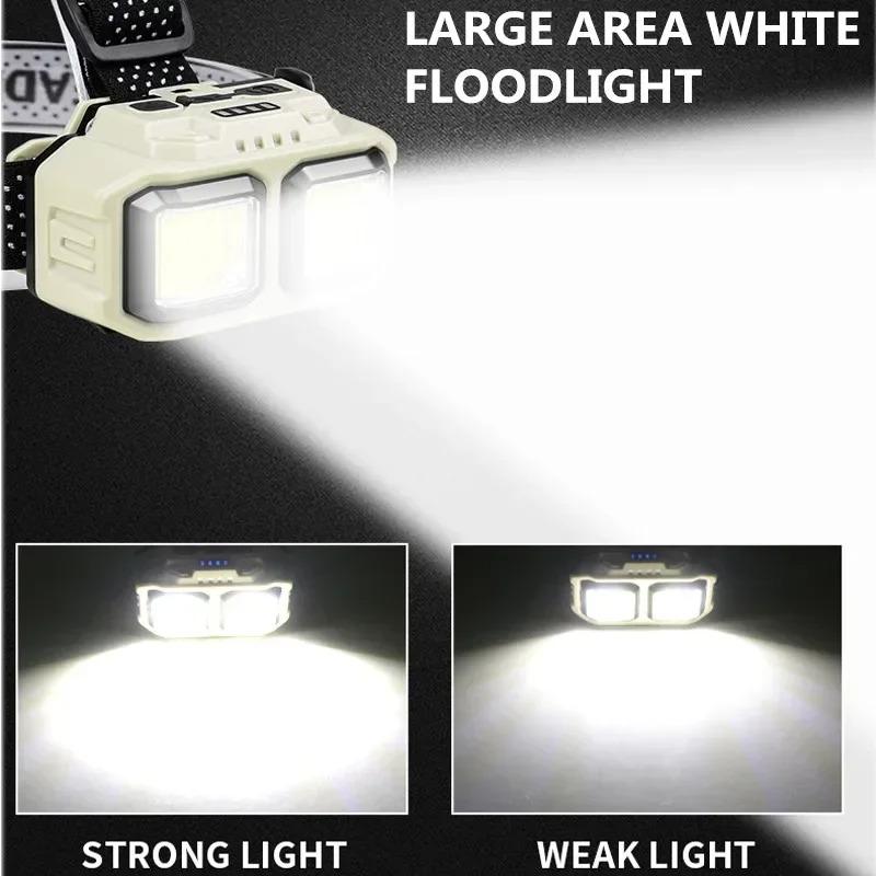 Powerful COB Headlamp Torch USB Rechargeable Flashlight Headlight Waterproof Head Light Camping Fishing Mining Light Lamp Torch
