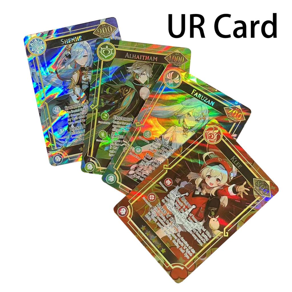 Genshin Impact Card in English Rare Holographic Shiny 55Pcs UR and 5Pcs Random UTR TCG Collection Kamisato Ayaka ZhongLI Gift