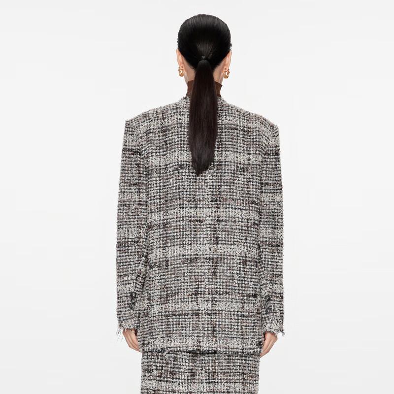 JNBY 2024 Winter Plaid Wool Blend Long-Sleeve Jacket