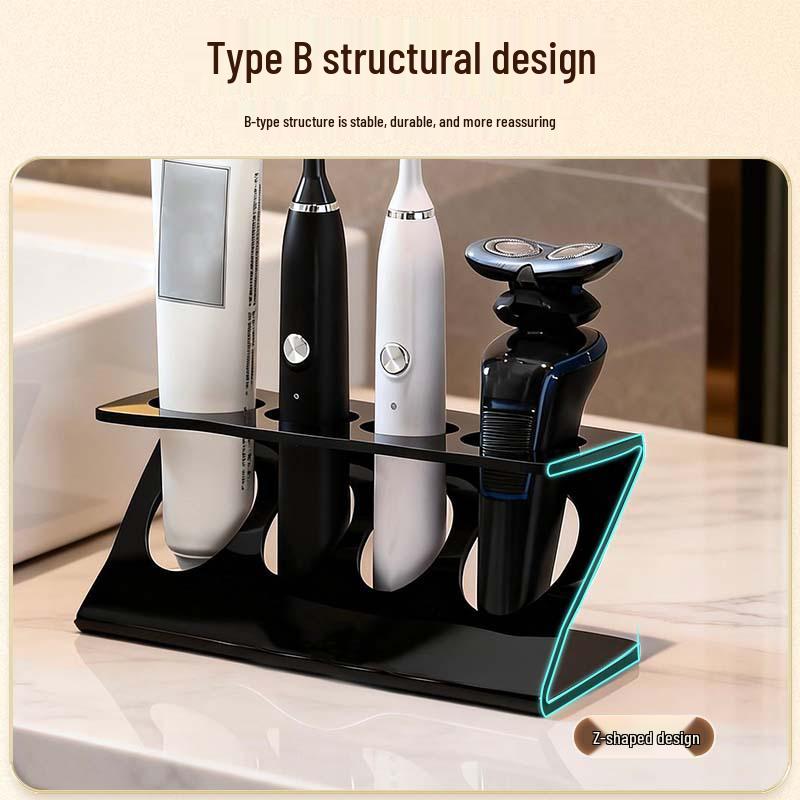 Wall-Mounted No-Drill Electric Toothbrush Cup Holder - Light Luxury Bathroom Storage Rack