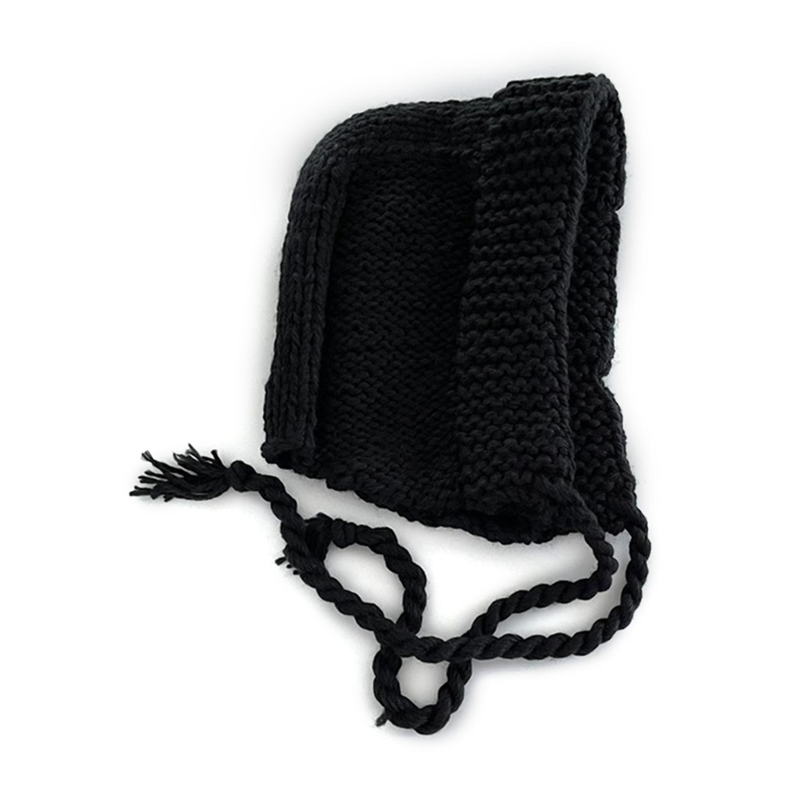 

Мягкая вязаная шапка-бини Модная теплая шапка с защитой ушей для катания на лыжах, походов, универсальный женский ветрозащитный берет для холодной погоды чёрный