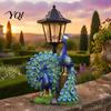 Outdoor Yard Art Decorations Peacock Solar Light Decor, Garden Statue with Lantern for Powered Patio Ornaments Lawn Pathway Landscape Decoration,