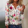 Sommer-T-Shirt mit V-Ausschnitt und langen Ärmeln für Damen