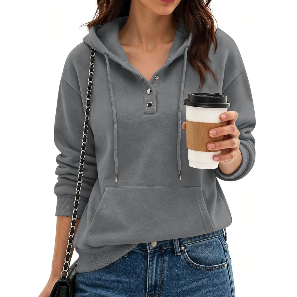 Felpa da donna casual con cappuccio e maniche lunghe con tasca per l'uso quotidiano