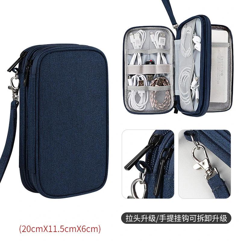 Travel Organizer Bag Cable Digital Accessories Storage Bag Portable Waterproof Double Layers Storage Bags Power Hard Drive Case