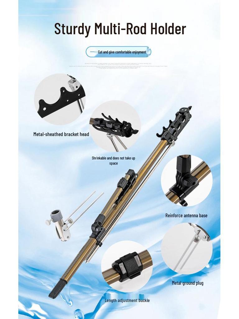 Multi-purpose Aluminum Fishing Rod Holder & Rest with Two-way Ground Stake