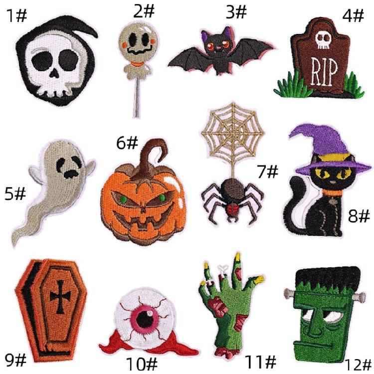 Halloween Party Supplies Embroidered Patch Set with Pumpkin, Spider and Bat