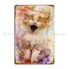 Cute Cat Metal Sign Home Painting Plaques Designer Cinema Tin Sign Poster