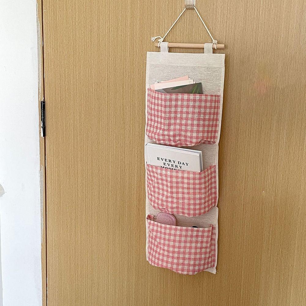 Fashion Plaid Pattern Hanging Bag Waterproof Large Capacity Storage Bag Multifunctional Ventilate Storage Condition Household