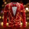 Christmas Fake suit Pattern 3D printed men's long sleeves T-shirt Happy New Year oversized T-shirt fun gift Cosplay Men clothes