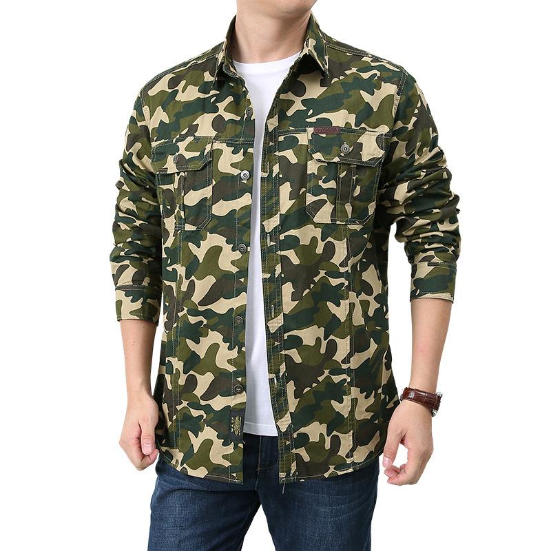 Long Sleeved Shirt for Men, Vintage Workwear for Spring and Autumn, Casual Shirt