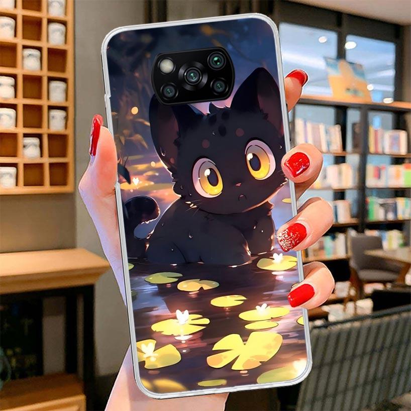 Cartoon Cute Cat Fish Aesthetic Cover Phone Case For Xiaomi Poco F7 Ultra X7 X6 X5 Pro M7 Redmi 15C 15 13C 13 12C 12 10C 10 9A 9