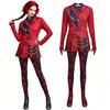 Movie Cosplay Costume Women's Red And Black Punk-style Jumpsuit With Cool 3d Digital Print Patterns For Halloween Costumes