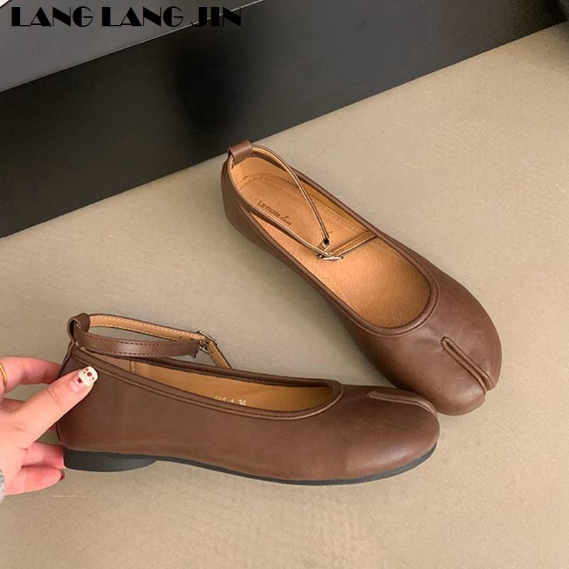 2025 New Spring Flats Tabi Ninja Shoes Women Fashion Vintag Split Toe Ballet Comfy Flat Ballerina Soft Casual  Ankle Strap Mujer