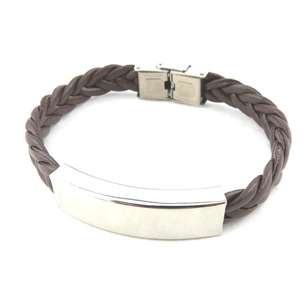 Les Trésors De Lily [M9433] - Bracelet acier 'Identité' marron