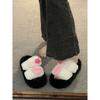 High-value thick-bottomed fried street rabbit hair cute plush cotton towed fluffy slippers women wear Xiaoxiang