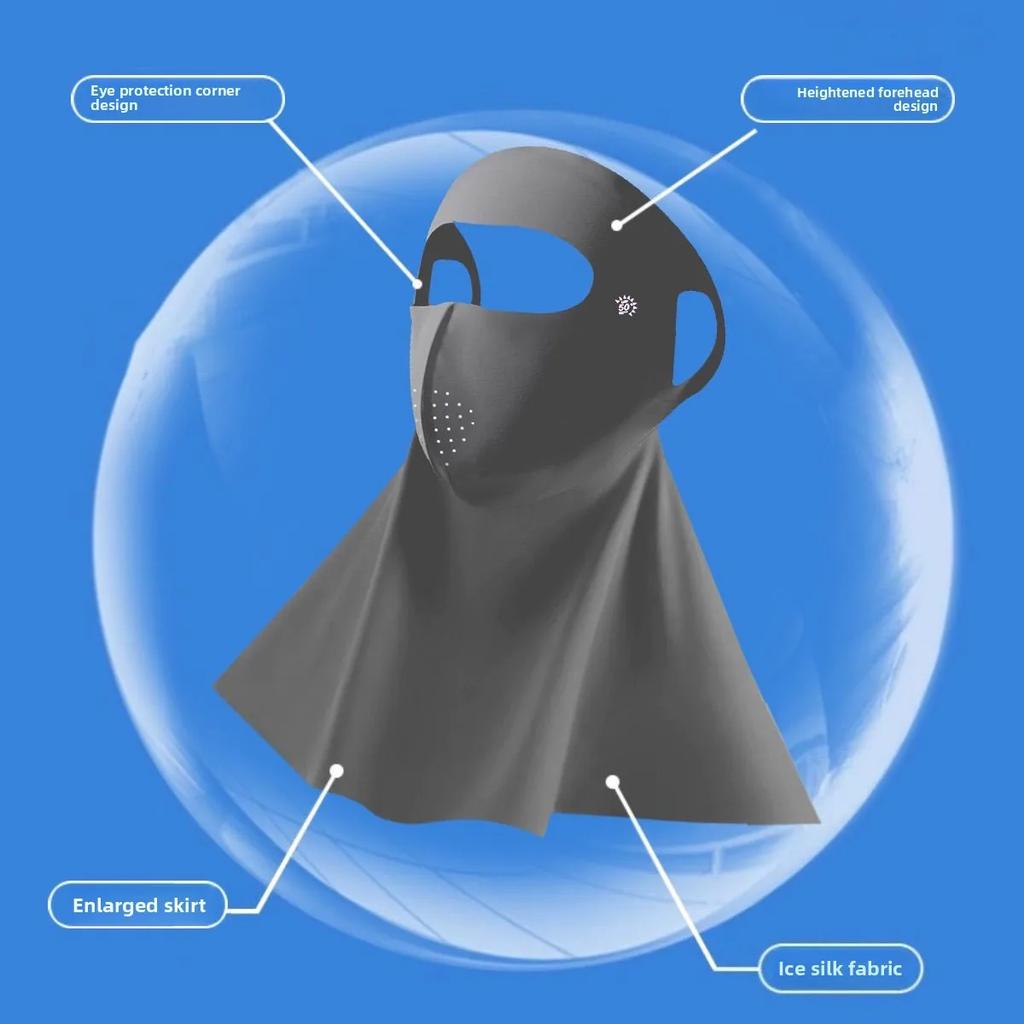 Cool Ice Silk Sun Protection Mask 3D UPF50+ Anti-UV Neck Scarf Neck Protection Dustproof Sunshade Facepiece Outdoor