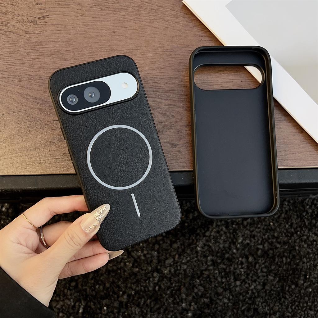 For Google Pixel 10 Pro/Pixel 10 Case Compatible with MagSafe Crazy Horse Texture Leather Back Phone Cover