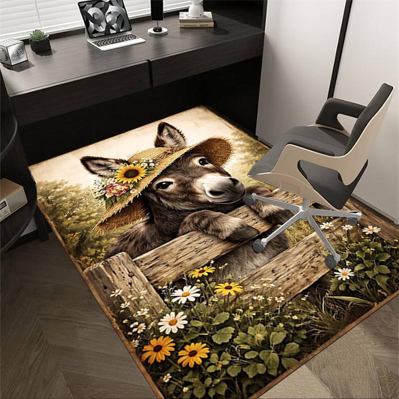 

1PC donkey flower Non-Slip Floor Carpet Compatible for Office&Living Room&Bedroom&Dining room - Flat - Weave Machine-S0314 60cm by 90cm