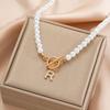 2026 A-Z Pendant Pearl Chain Neckalces for Women Vintage Gold Color Zircon Letter Initial Necklace Trendy Custom Jewelry Gifts