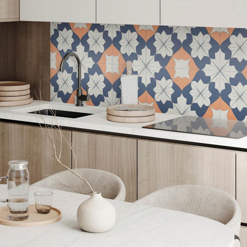 Self-Adhesive Vinyl Printed Panel 100x50 cm Geometric Floral Pattern