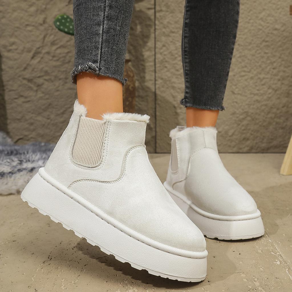 Fashion 2024Women's Boots Rubber Thick Sole Non Slip Platform Ankle Boot Plush Warm Snow Boots for Women Winter Cotton Boots Botas Mujer