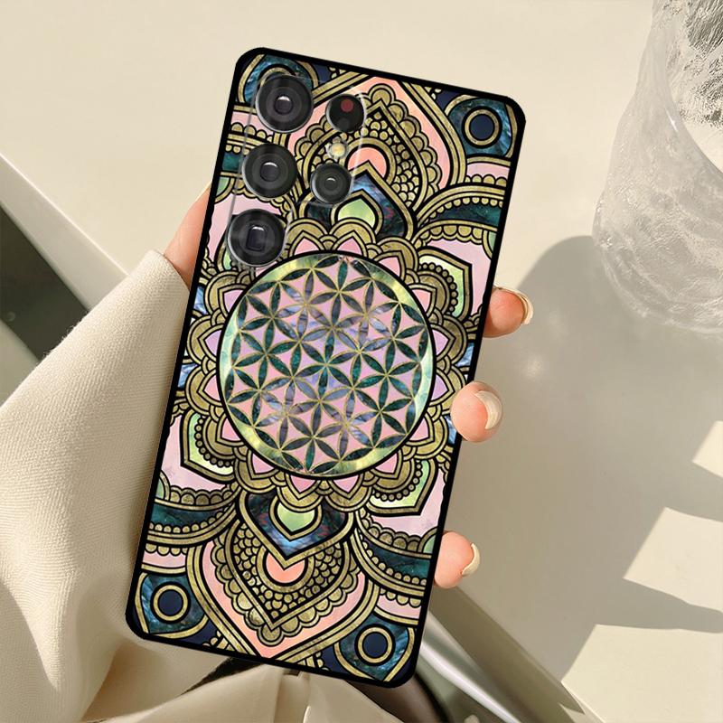 Flower Of Life In Lotus Pastel Golds Case For Samsung Galaxy S25 S24 S23 S22 S21 S20 Ultra S9 S10 Plus S21 FE S25 FE Back Cover