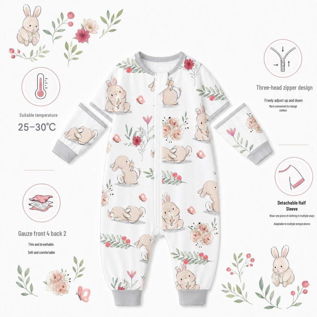Bamboo Cotton Baby Sleeper: Split-Leg, Lightweight, Anti-Kick, All-Season Pajamas