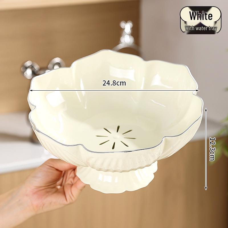 Elegant Crystal Footed Fruit Basket with Lace Design for Home Dining or Coffee Table.