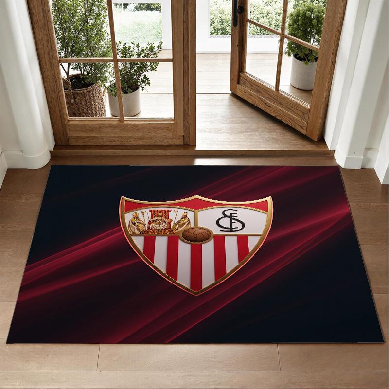 Sevilla FC Design Crystal Velvet Rug Soft Decorative Mat for Bedroom Entrance