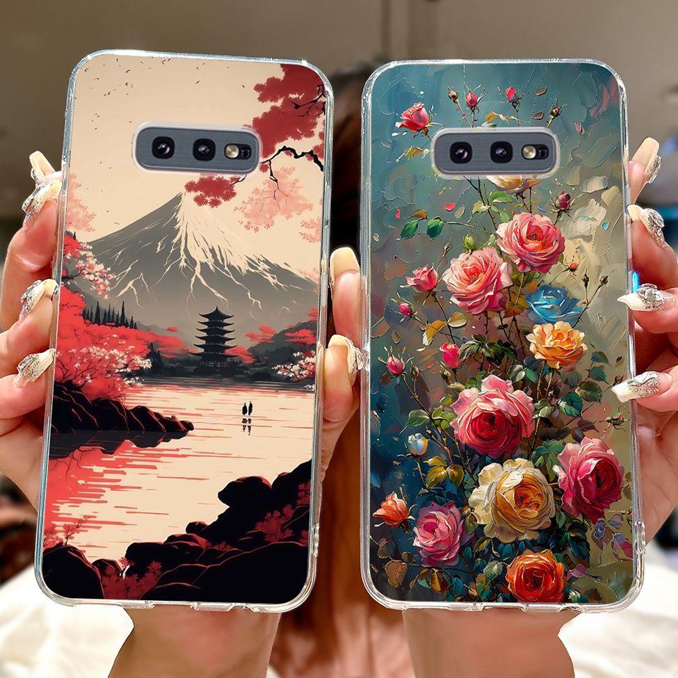 Clear For Samsung S10e Case Cover Luxury Butterfly Love Fashion Flowers Cool Funny Painted Soft Phone Case SM-G970F SM-G9700