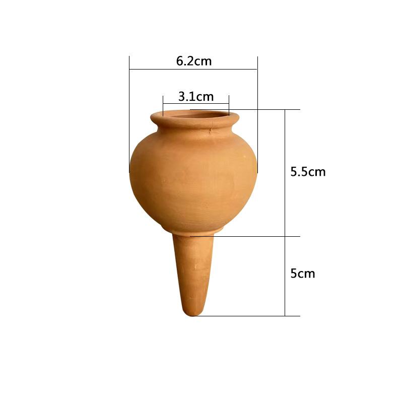 Terracotta & White Ceramic Self‑Watering Spike Automatic Plant Waterer for Potted Plants