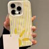 Custodia per Telefono Gialla a Strisce con Disegno del Sole per IPhone 17 Pro Max 16 15 14 13 12 11 Pro Max Plus 17Air 16E Texture Pieghettata Cover Morbida