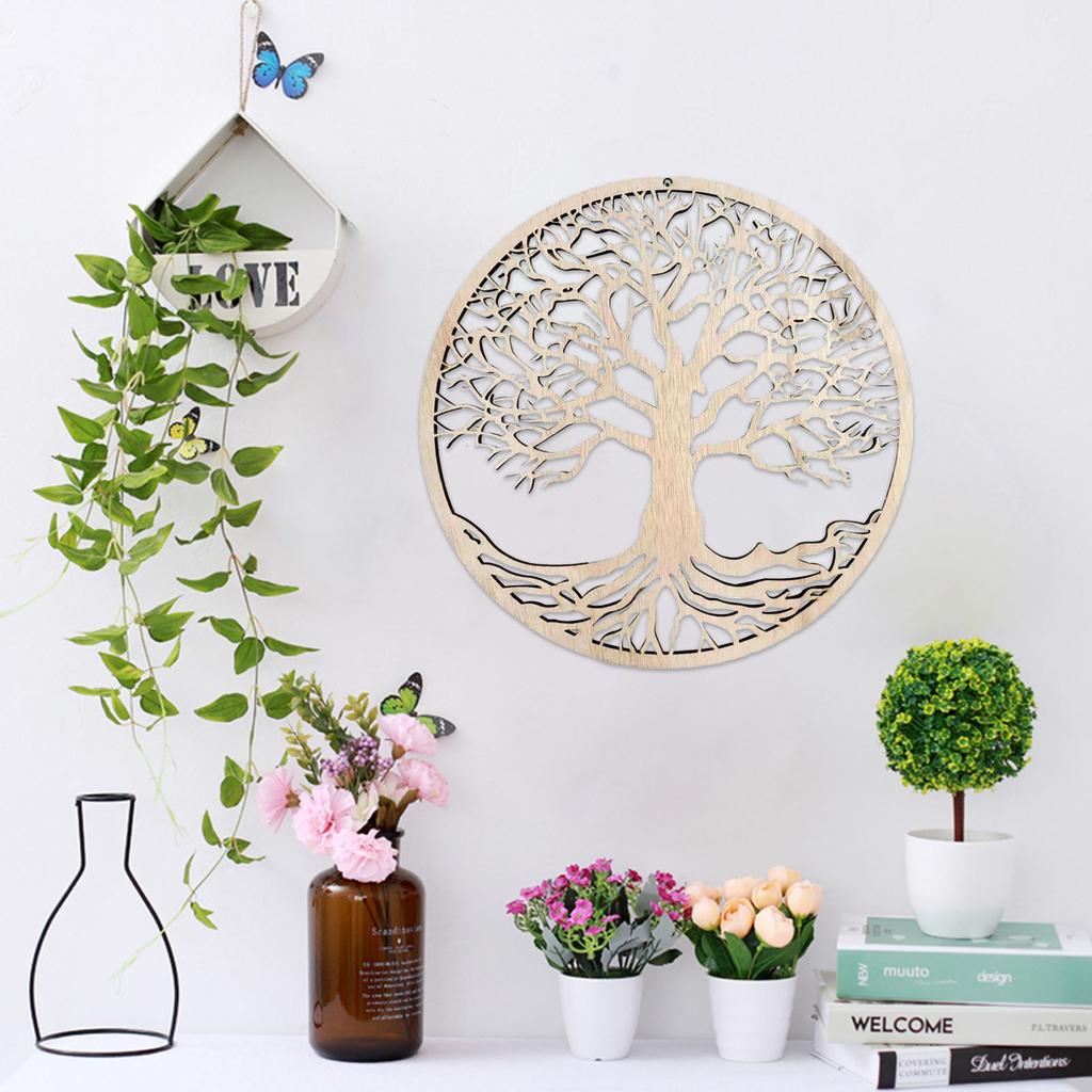 Tree of Life Wooden Wall Art Decor Hanging Wood Crafts Hollow Ornament for Home Bedroom Living Room Decoration