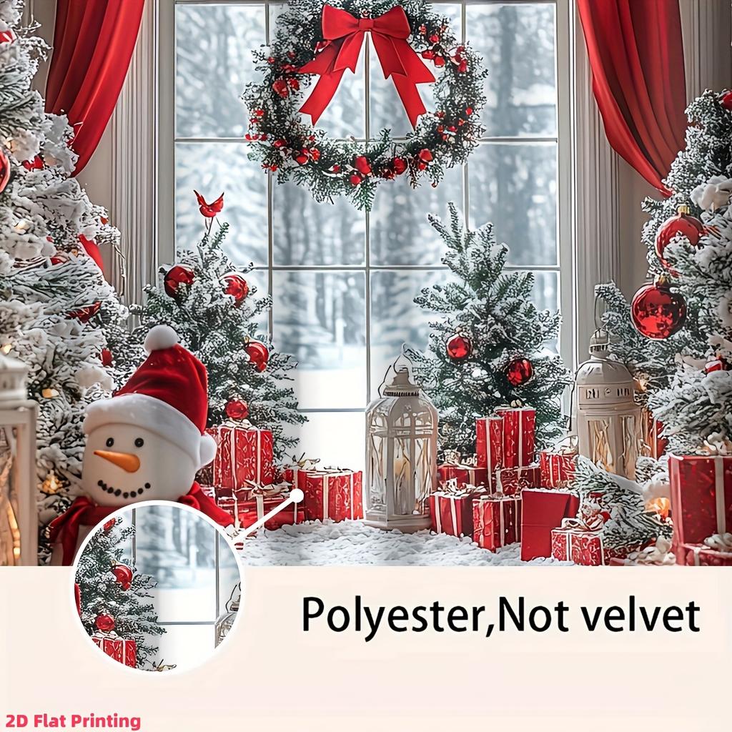 Snowman Tree Christmas Curtains 2pcs   2D Flat Print Polyester Rod Pocket Machine Washable for Living Room Bedroom Study Decor