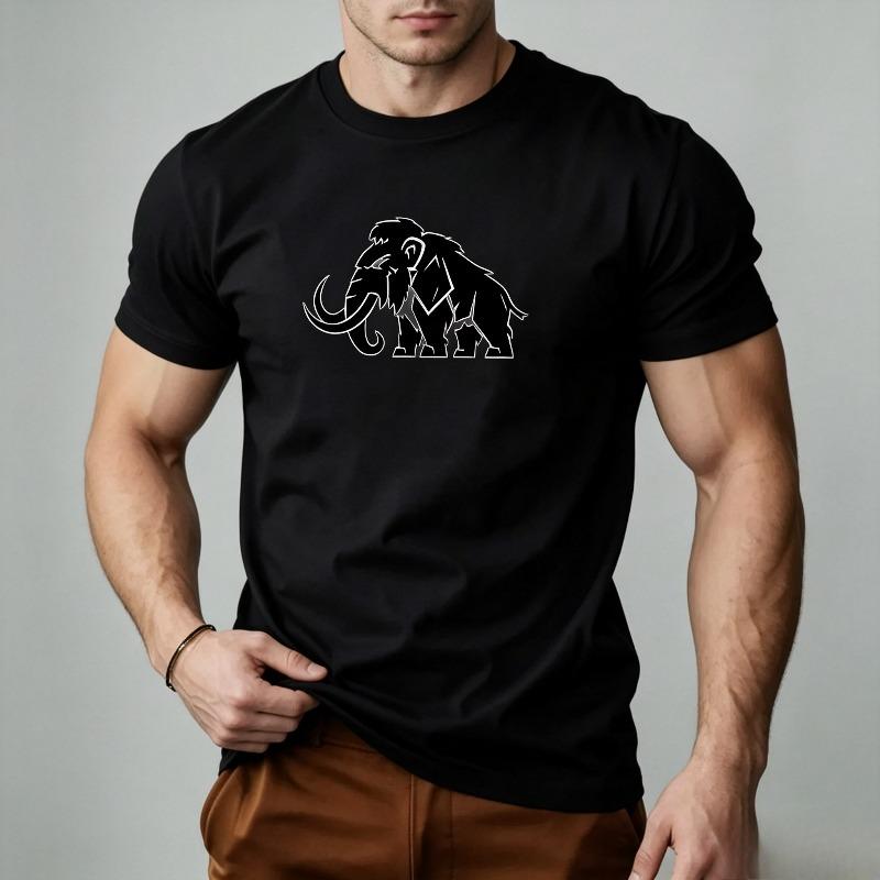 Unisex Classic Mammoth Silhouette Graphic T Shirt Vintage Prehistoric Animal Print Casual Short Sleeve Tee Tops